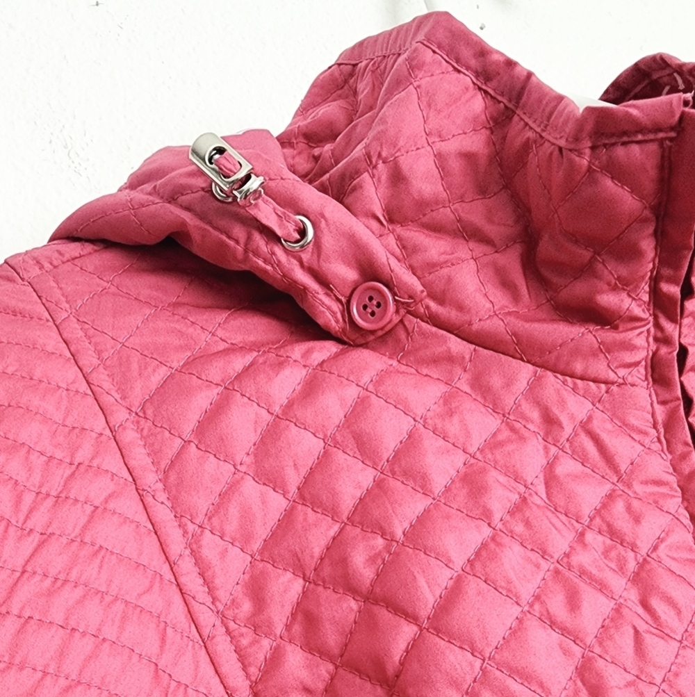 Susan Graver Pink Quilted Mid-length Coat Zip Water & Wind Resistant  Sz XL - Picture 5 of 11